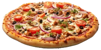 Pizza with vegetable toppings